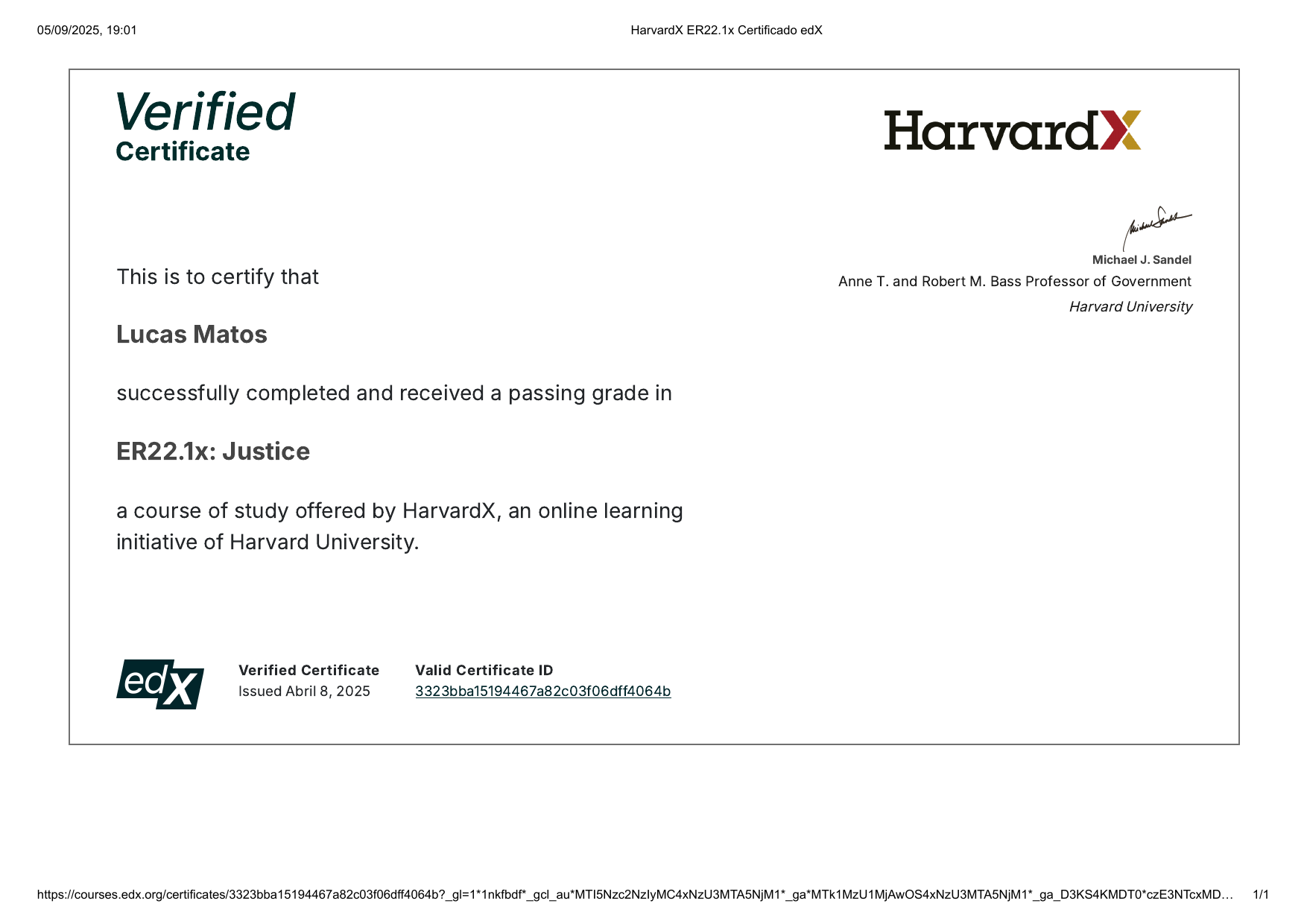 Certificado Harvard